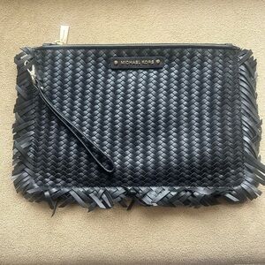 Michael Kors Black Braided Wristlet